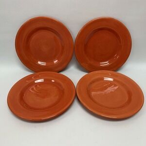 Tabletops Gallery Corsica Dinner Plates Clementine Orange Hand Painted Lot of 4